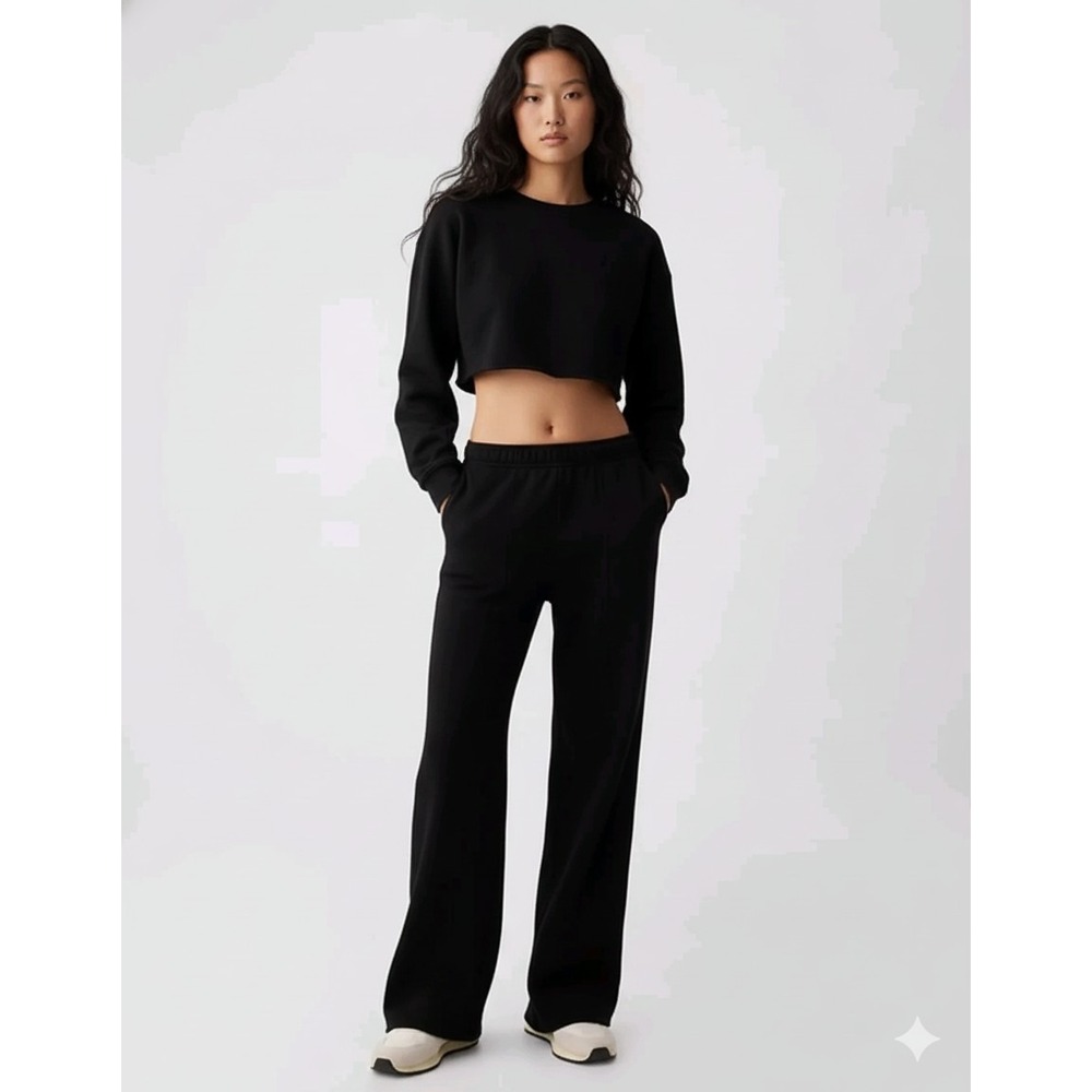 New Gap Sweatpants XXL Straight‎ Wide Leg Pull On Vintagesoft Black Seamed Tags